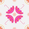 Pink umbrella openwork seamless pattern