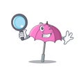 Pink umbrella in Smart Detective picture character design Royalty Free Stock Photo