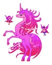 Pink unicorn and fairies