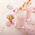 Unicorn milkshakes with sprinkles