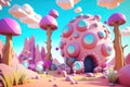 Pink Unreal fantastic landscape aI generated