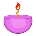 Pink urning candle ico, cartoon style Royalty Free Stock Photo