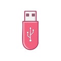 Pink USB Flash Drive Data Storage Device Icon Illustration Vector Royalty Free Stock Photo