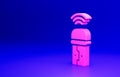 Pink Usb wireless adapter icon isolated on blue background. Minimalism concept. 3D render illustration Royalty Free Stock Photo