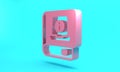 Pink User manual icon isolated on turquoise blue background. User guide book. Instruction sign. Read before use