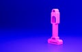 Pink Vacuum cleaner icon isolated on blue background. Minimalism concept. 3D render illustration