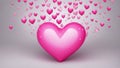 pink valentine background A pink heart rain on a white background. The hearts are in various forms and dimensions