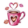 Pink Valentine Coffee Cup Royalty Free Stock Photo