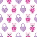 Pink Valentine Heart Seamless Pattern Background Print