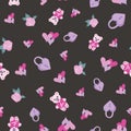 Pink Valentine Heart Seamless Pattern Background Print