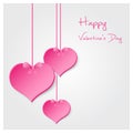 Pink valentine hearths from paper hanging and happy valentines day eps10