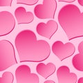 Pink valentine hearths from paper seamless pattern