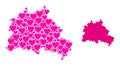 Pink Valentine Mosaic Map of Berlin City