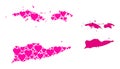 Pink Valentine Pattern Map of American Virgin Islands