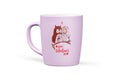 Pink Valentine`s mug - porcelain coffee or tea mug with valentine`s day theme - 3d- isolated on white