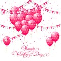 Pink Valentines balloons and pennants