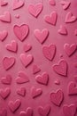Pink Valentines Day Background, Romantic Texture with Embossed Paper Hearts Pattern, Love Concept Royalty Free Stock Photo
