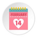 Pink Valentines day calendar icon circle