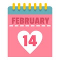 Pink Valentines day calendar icon isolated