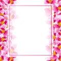 Pink Vanda Miss Joaquim Orchid Banner Card. Singapore National Flower. Vector Illustration