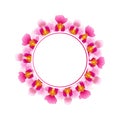 Pink Vanda Miss Joaquim Orchid Banner Wreath. Singapore National Flower. Vector Illustration