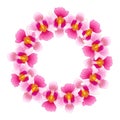 Pink Vanda Miss Joaquim Orchid Wreath. Singapore National Flower. Vector Illustration Royalty Free Stock Photo