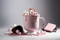 Pink vanilla coffee cup. Illustration AI Generative