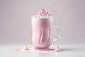 Pink vanilla coffee cup. Illustration AI Generative