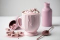 Pink vanilla coffee cup. Illustration AI Generative