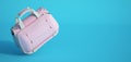 Pink vanity case on blue background