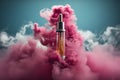 a pink vapor being poured over the top of a bottle of liquor Royalty Free Stock Photo