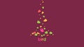 Pink vector bird with falling leaves and text on cherry background Royalty Free Stock Photo
