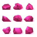 Pink vector crystals precious stones for game apps