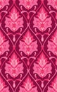 Pink Vector Damask Pattern. Floral Vector Ornament.