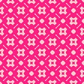 Pink vector seamless pattern. Abstract geometric texture with circles, crosses Royalty Free Stock Photo