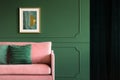 Pink velvet couch in glamour living room interior Royalty Free Stock Photo