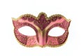 Pink Venetian carnival mask isolated on white background Royalty Free Stock Photo