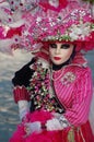 Pink venetian mask at Annecy's carnival