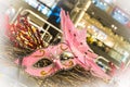 Beautiful Venetian masquerade carnival mask is used as decoration during Christmas season. Royalty Free Stock Photo