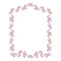 Pink vertical rectangular frame of curls beautiful princess mirror border picture background stroke pattern isolated object on whi Royalty Free Stock Photo