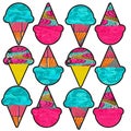 Pink and vibrant retro ice cream cones