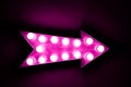 Pink arrow: pink vintage bright and colorful illuminated display arrow sign