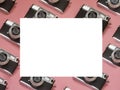 Pink vintage camera pattern with copy space Royalty Free Stock Photo