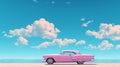 Pink Vintage Car Under Blue Skies - Photorealistic Rendering