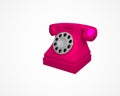 Pink vintage phone. Telephone isolated on white background. 3d vector illustration Royalty Free Stock Photo