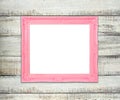 Pink Vintage picture frame on blue wood background Royalty Free Stock Photo