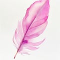 Pink violet feather of fairy tale bird in watercolor style