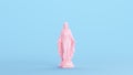 Pink Virgin Mary Woman Religious Holy Mother Modern Kitsch Statue Blue Background Front View Royalty Free Stock Photo