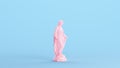 Pink Virgin Mary Woman Religious Holy Mother Modern Kitsch Statue Blue Background Quarter View Royalty Free Stock Photo