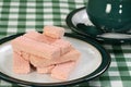 Pink wafer biscuits